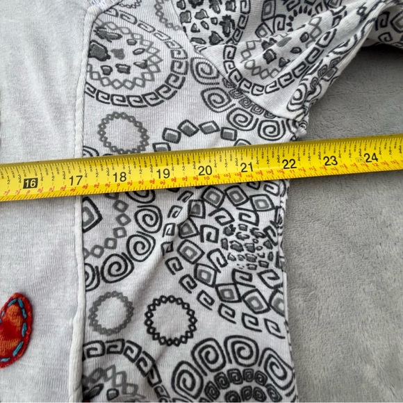 Ark Imports Boho Hippie Embroidered Full Zip Hooded Tunic Sweater Hoodie - Picture 8 of 13